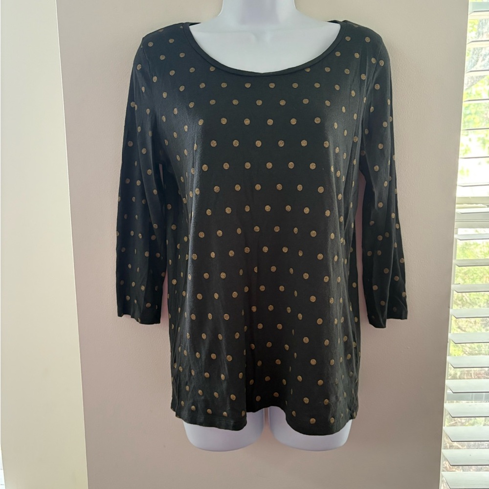 J. Crew Black Top with Gold Dots